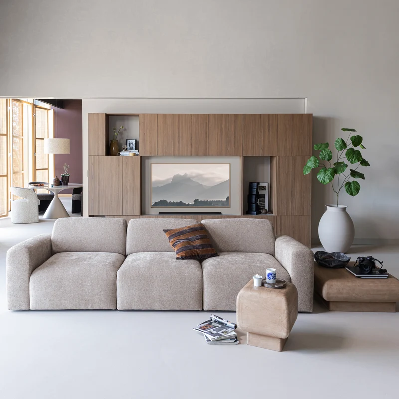 Umina 3-Sitzer-Sofa slub chenille Natur