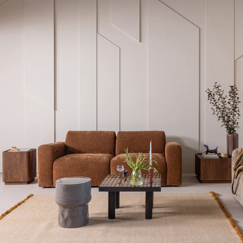 Umina 2-Sitzer-Sofa slub chenille hellbraun