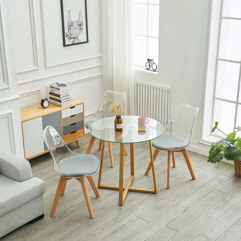 ROUNE Runde Esstische aus Glas mit Metallbeinen 80*80*75 cm – Glas