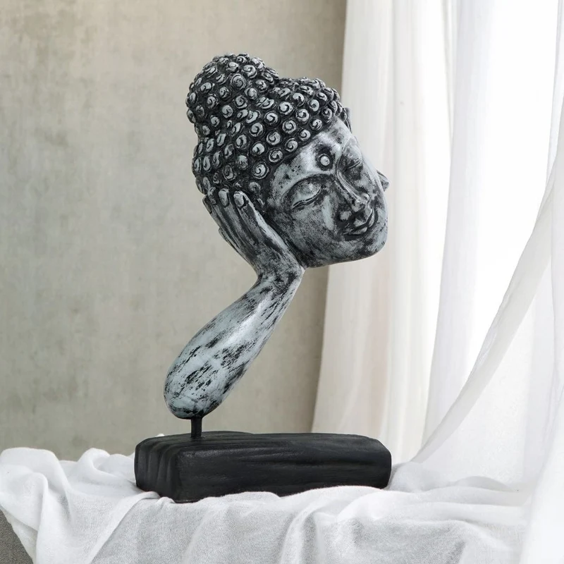 Spirituelle Buddha Statue RELAX ca.70cm antik-grau Deko Skulptur