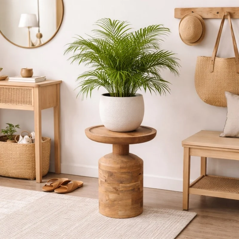 Massivholz Beistelltisch KITAR-E 45cm Mangoholz natural Handmade