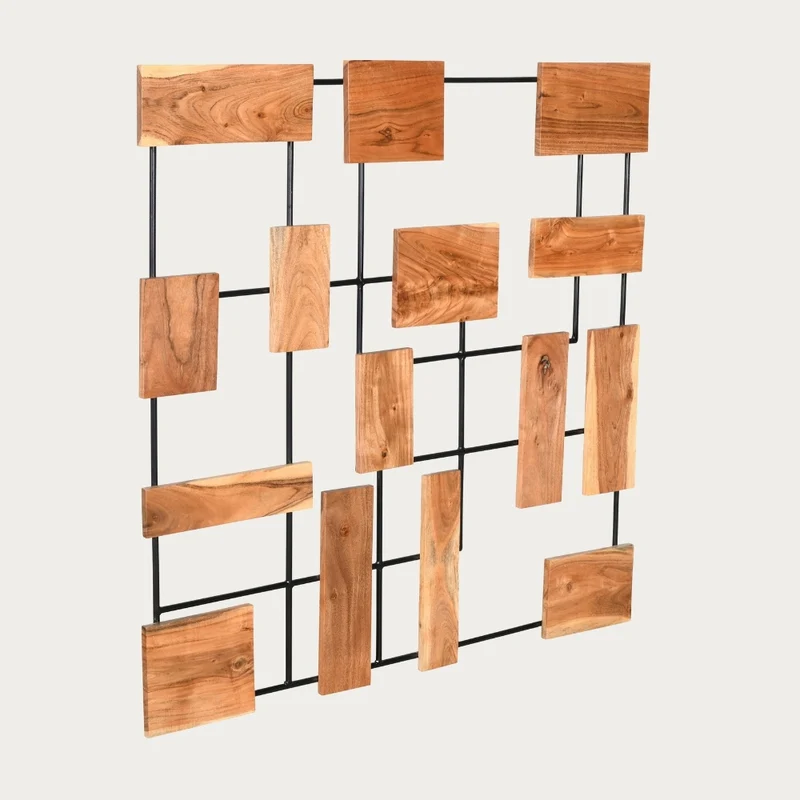 Wand-Deko-Objekt PARETO 120x120cm Unikat Akazienholz Wandbild