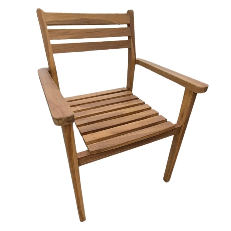 2er Set Teakstuhl MICA - stapelbar - Teakholz für Terrasse Balkon