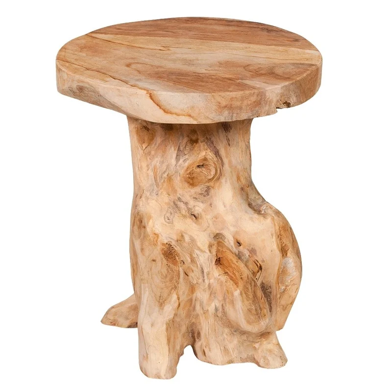 Massiver Beistelltisch FUNGO 40cm Teakholz