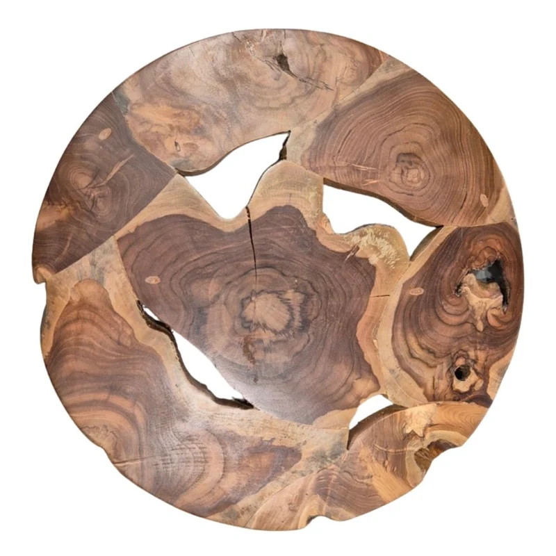 Wand-Deko aus Teakholz BAGIAN rund 80 cm Unikat Wandbild