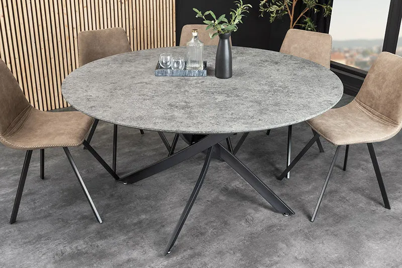 Design Esstisch TULUP rund 120cm grau Beton-Optik Metallbeine