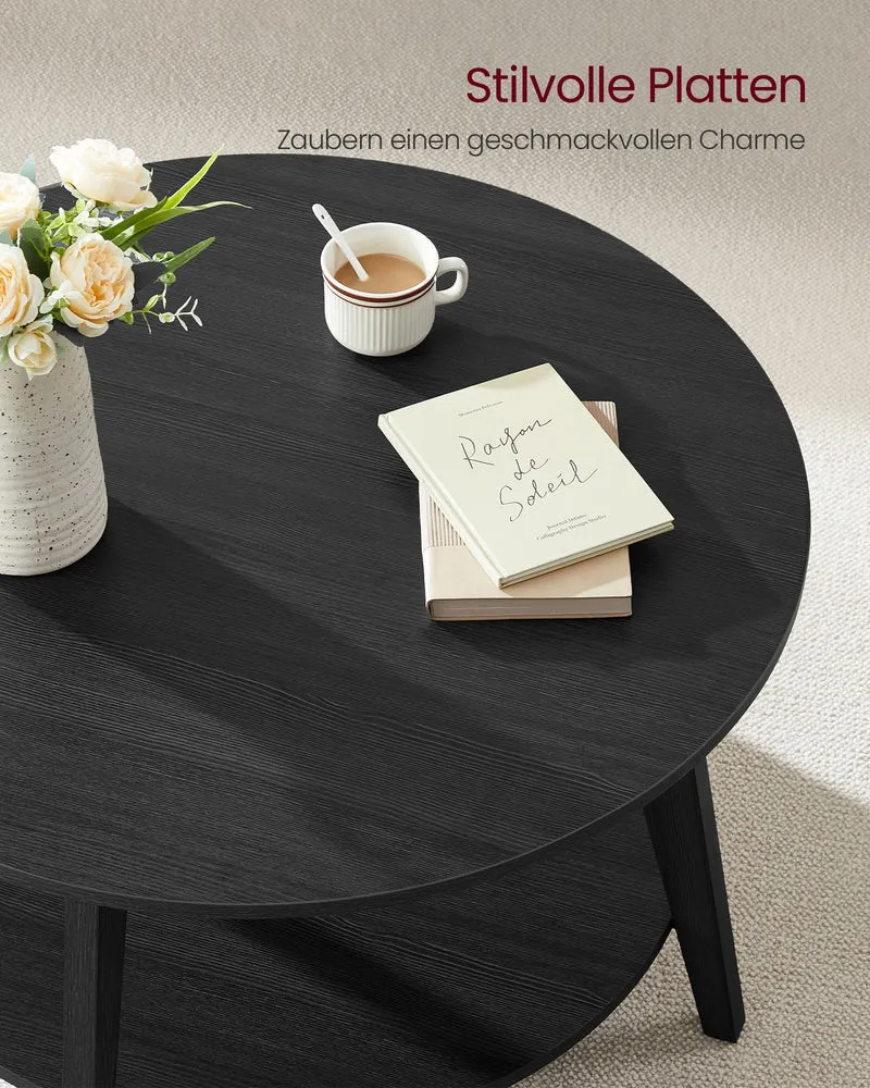 Couchtisch – 2 Ebenen – Spanplatte und MDF – Einfache Montage – 80 cm Rund
