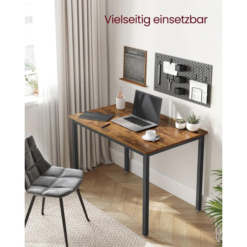Esstisch Industriell 110 cm – Für 4 Personen – Holzoptik Mit Schwarzem Stahlrahmen – Bis 120 kg