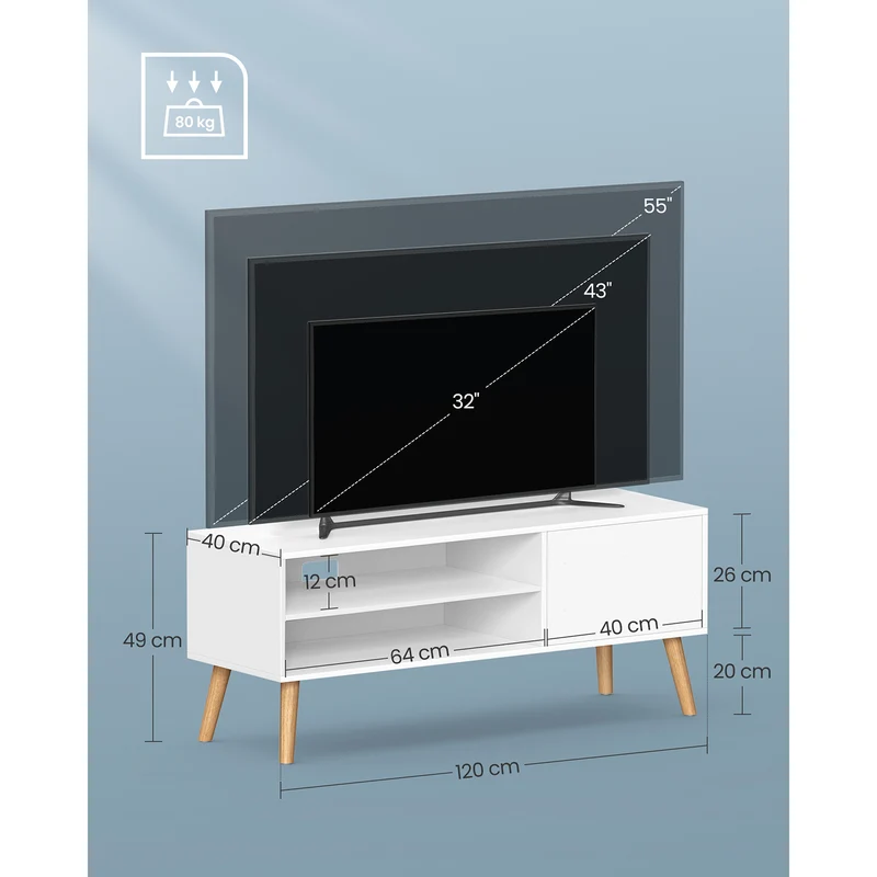 TV-Möbel – 1 Tür – 40 x 120 x 49 cm – Skandinavisch – für TVs bis 55 Zoll