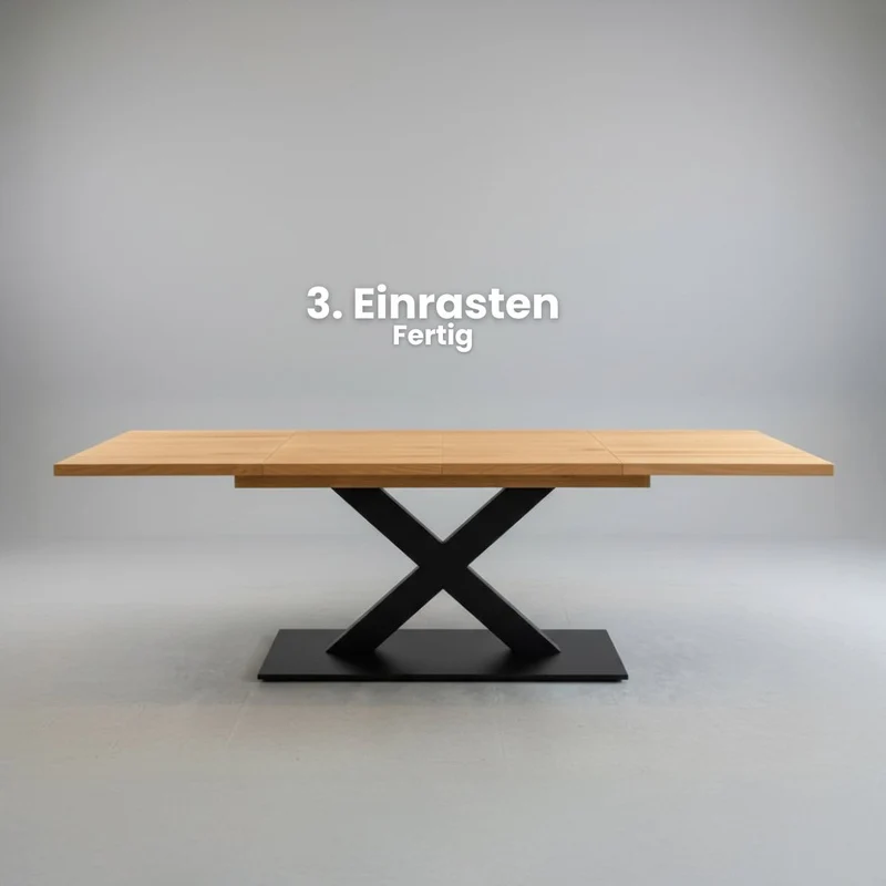 Ausziehtisch Nature Line Eiche | Baumkante | Kreuzgestell