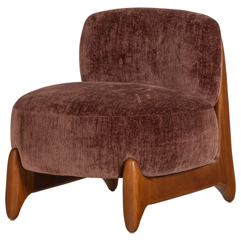 Runi Sessel Holz/Velvet Lila/Braun