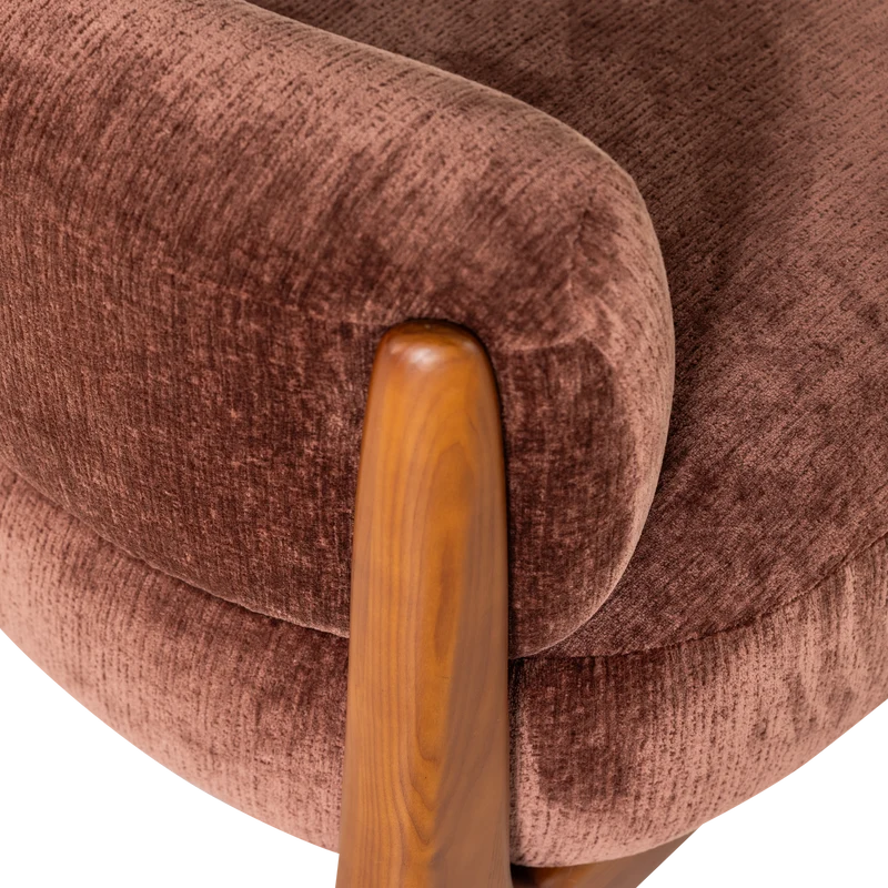 Runi Sessel Holz/Velvet Lila/Braun