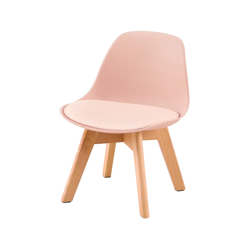 GRAND Kinder-Esszimmerstuhl mit Beinen aus Buche, 2er-Set – Rosa/Weiß