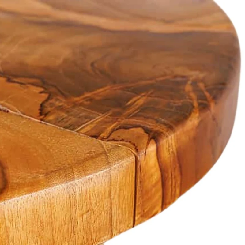 Runder Massivholz Beistelltisch BAGIAN 50cm Teak natural Metall
