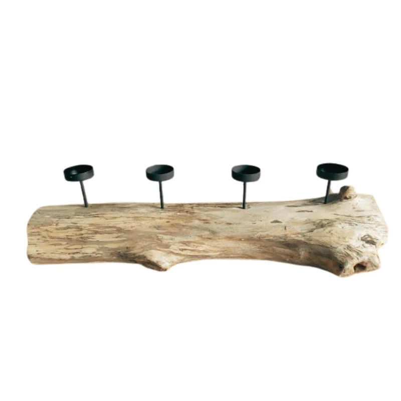 Natürlicher Kerzenhalter BRANCH 70cm Teakholz Advent Kerzen