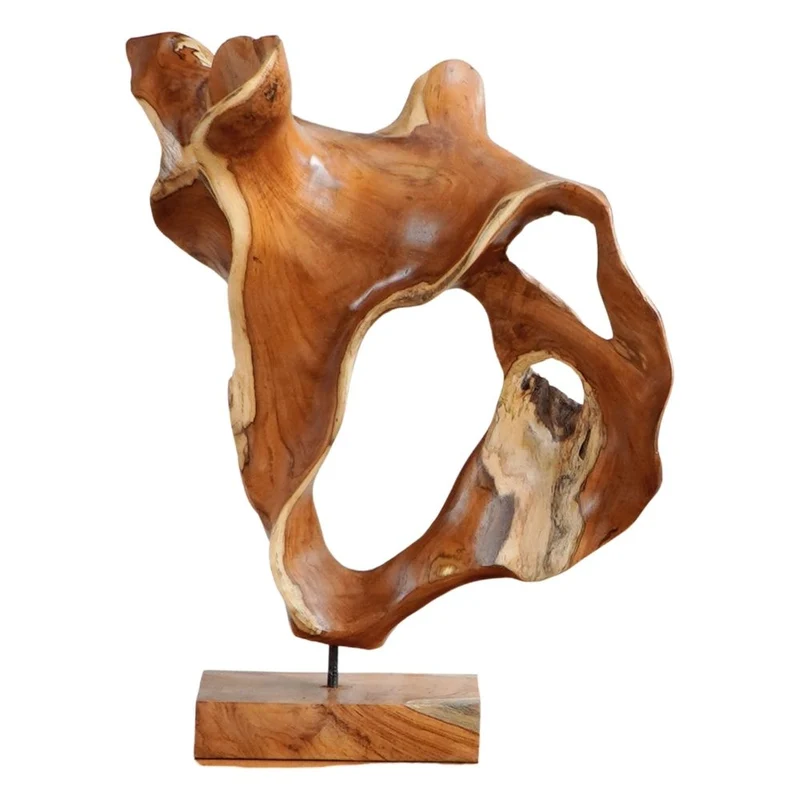 Design Teakholz Skulptur CULTURA 70cm Deko-Objekt natural Handmade