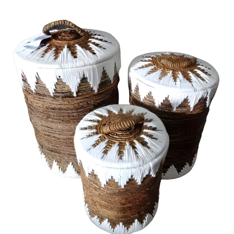 Natur Korb RUSH 65cm rund Binsen geflochten natural Handmade