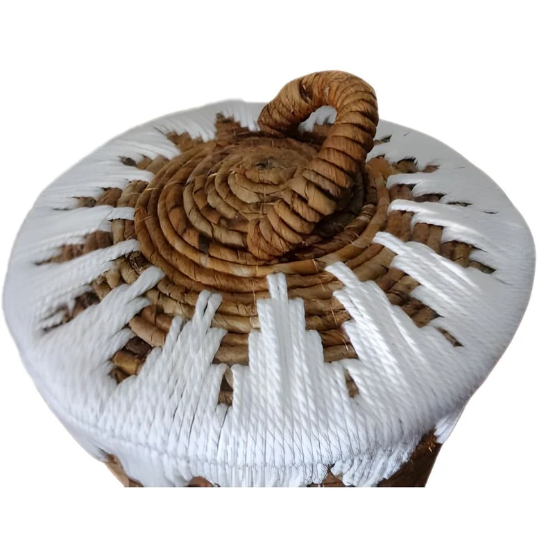 Natur Korb RUSH 55cm rund Binsen geflochten natural Handmade