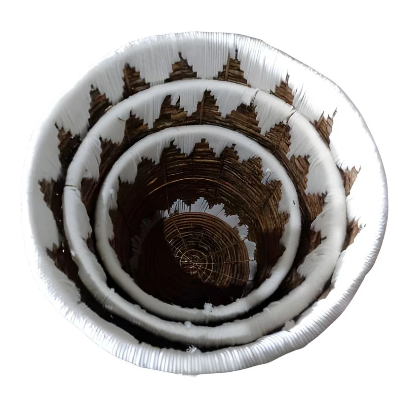 3-tlg. Korbset RUSH 65cm rund Binsen geflochten natural Handmade