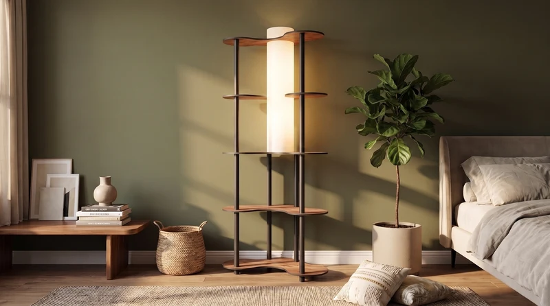 KAWOLA Stehlampe ALUNA Holz walnuss