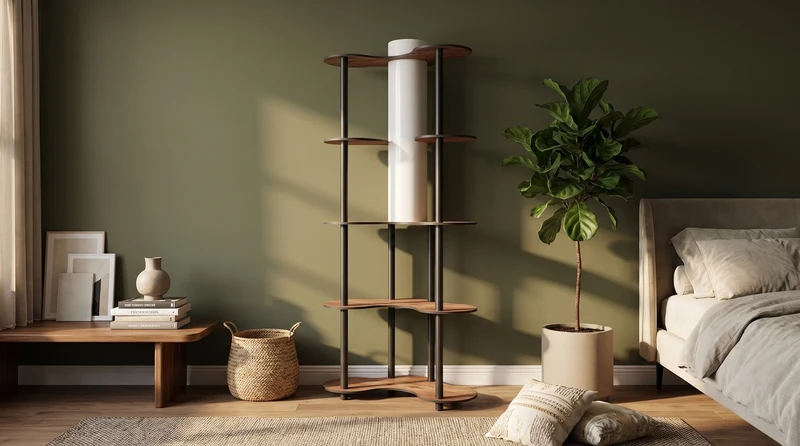 KAWOLA Stehlampe ALUNA Holz walnuss
