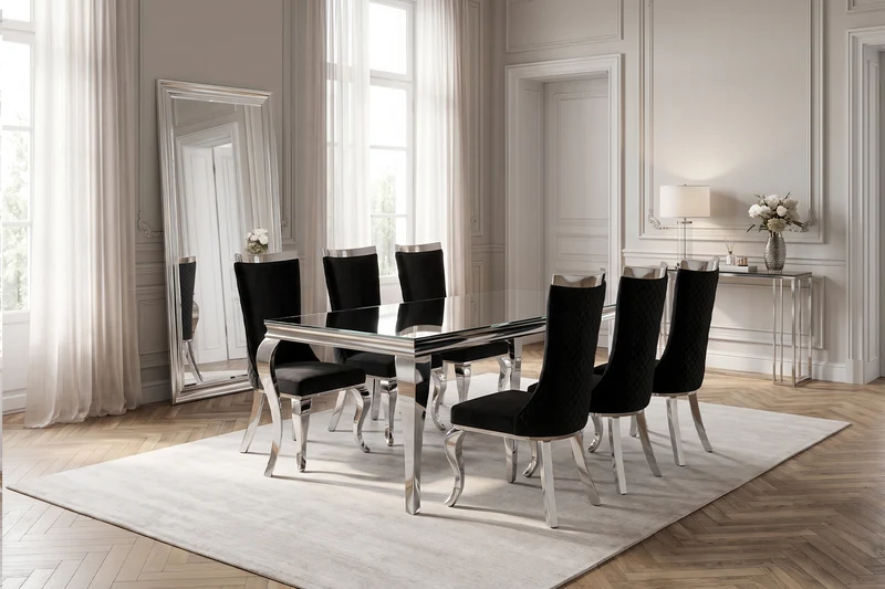 KAWOLA Esszimmerstuhl SELENA Barock Velvet schwarz