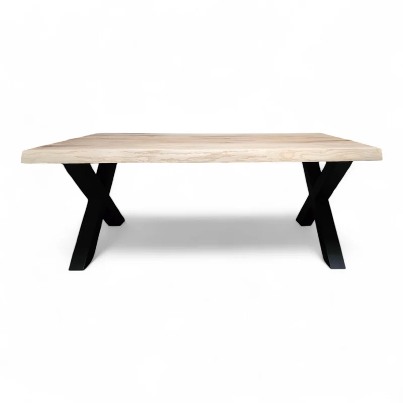 Couchtisch (Xana) Wohnzimmertisch Eiche Massivholz Tischgestell X Form schwarz