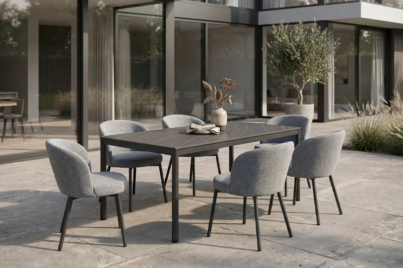 KAWOLA Gartenmöbel Set INDUS 7-tlg. Aluminium grau