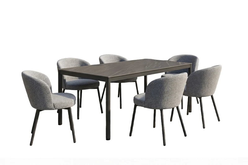 KAWOLA Gartenmöbel Set INDUS 7-tlg. Aluminium grau