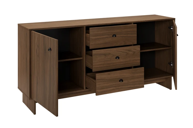 Kommode Yorvi Walnuss Villa 176,4 × 83,8 × 40 cm mit 2 Türen und 3 Schubladen