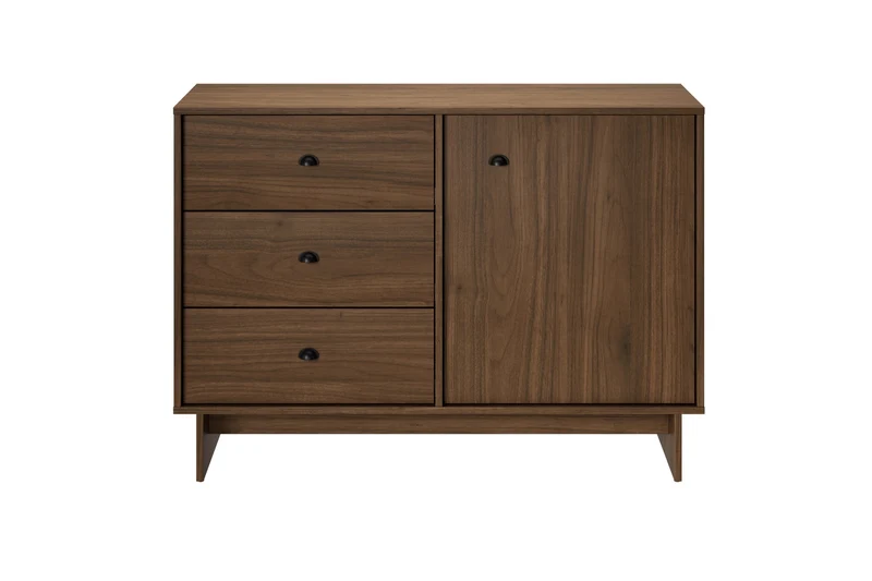 Kommode Yorvi Walnuss Villa 118,2 × 83,8 × 40 cm mit 1 Tür und 3 Schubladen