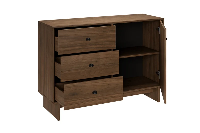Kommode Yorvi Walnuss Villa 118,2 × 83,8 × 40 cm mit 1 Tür und 3 Schubladen