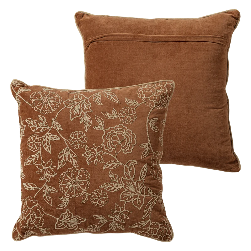 Rela kissen velvet braun/ecru - 4er-Set