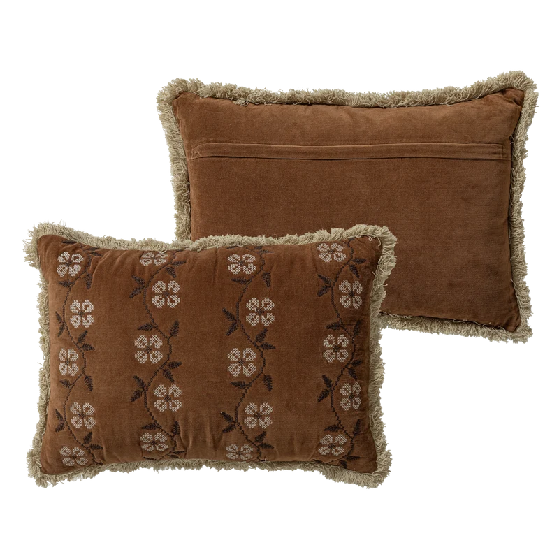 Rela kissen velvet braun/ecru - 4er-Set