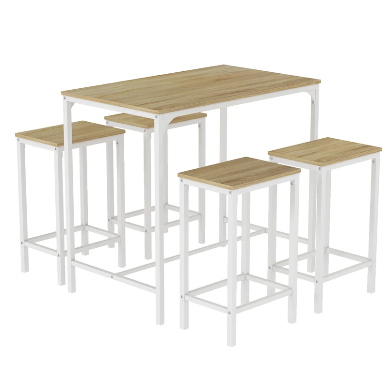 FAIRMAN 4-Person Retro Bar Set - White OAK Grain