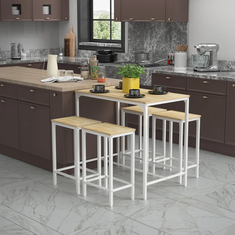 FAIRMAN 4-Person Retro Bar Set - White OAK Grain
