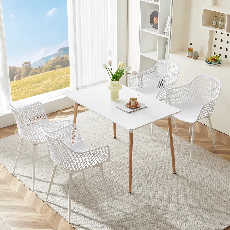 ROME Hollow Arm Chair (4er-Set) – Weiß