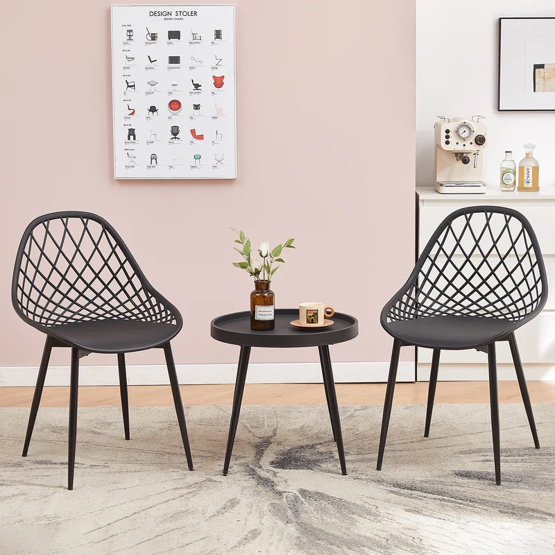 MILAN Metall-Esstisch- und Stuhl-Set – Schwarz