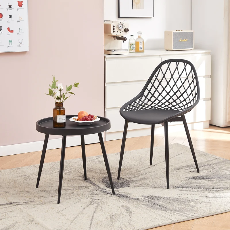 MILAN Metall-Esstisch- und Stuhl-Set – Schwarz