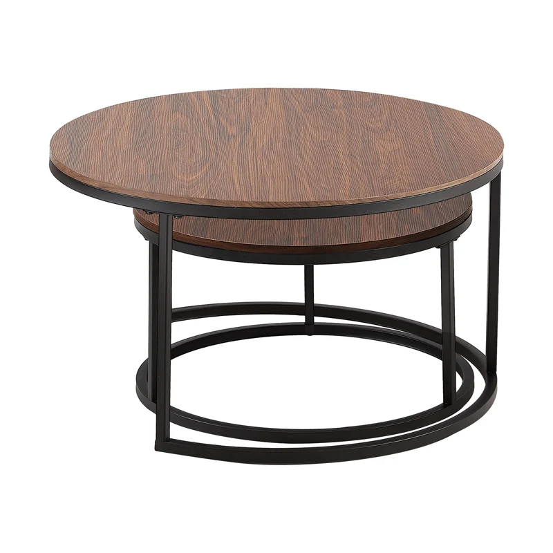VARESE Satz-Couchtisch Φ80*45cm/Φ60*35 – Farbe Braun/Marmor