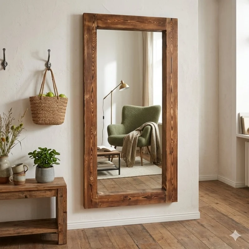 Massivholz-Spiegel HARMONY 180x90cm Pinie geflammt Wandspiegel