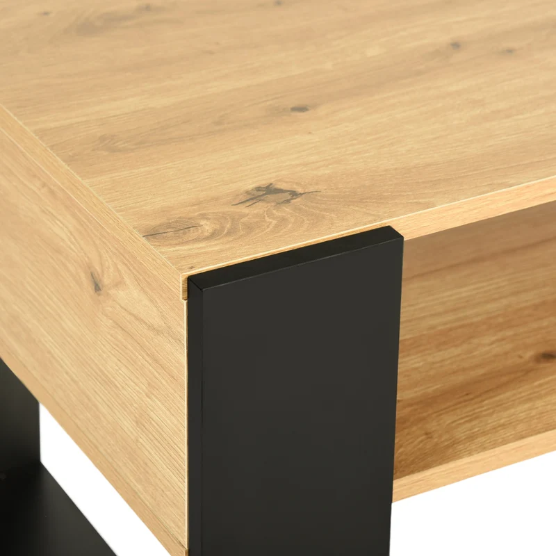 Couchtisch mit Regalen, Goldene Eiche - OWENS