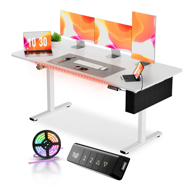 Elektrisch höhenverstellbarer Schreibtisch 160 x 75 cm, weiß-DUMONT