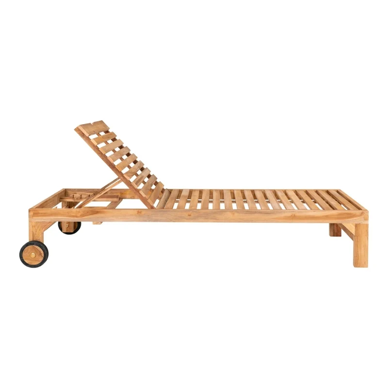 Teak Sonnenliege LUKA 200cm mit Rollen – verstellbar Gartenliege