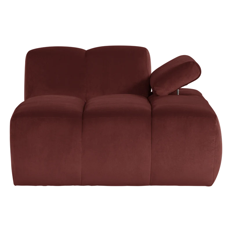 Mojo chaise longue element rechts samt kastanie braun