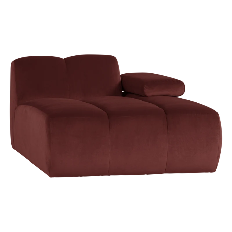 Mojo chaise longue element rechts samt kastanie braun