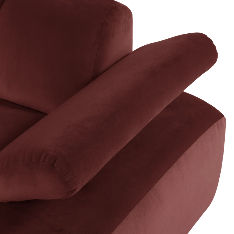 Mojo chaise longue element rechts samt kastanie braun