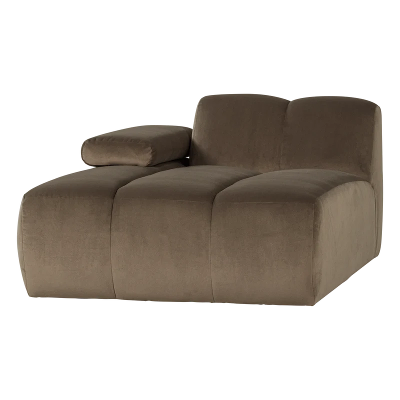 Mojo chaise longue element links samt kastanie taupe