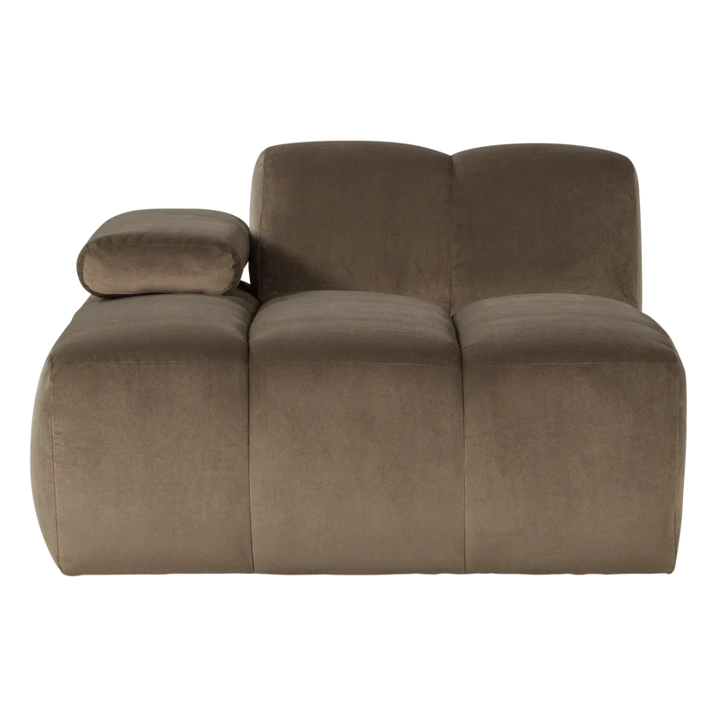 Mojo chaise longue element links samt kastanie taupe