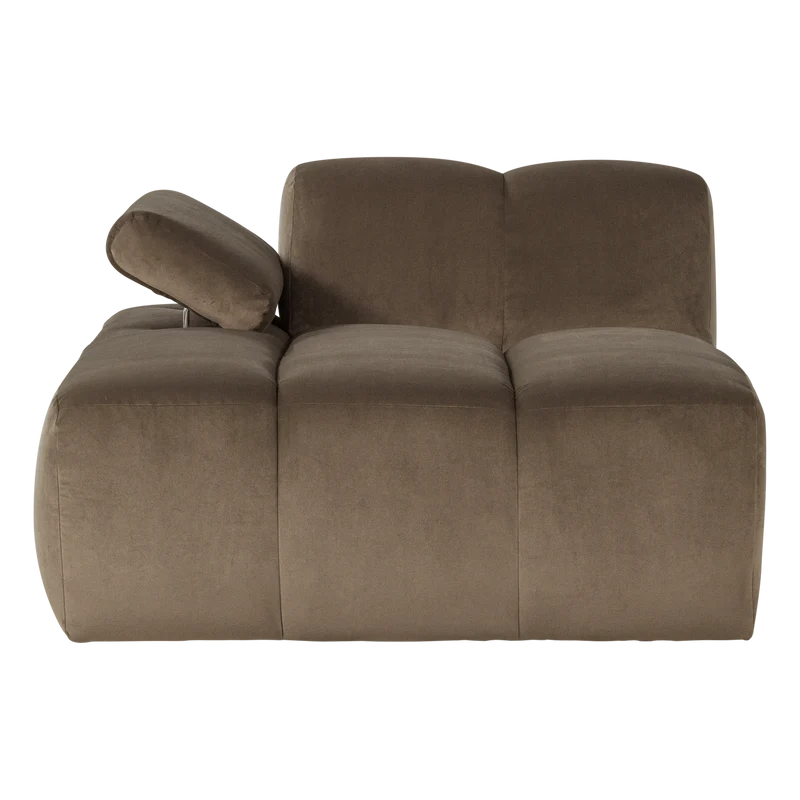 Mojo chaise longue element links samt kastanie taupe